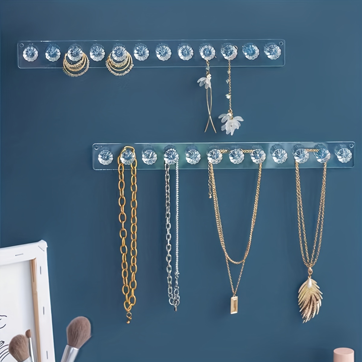 Jewelry Storage Hooks - Wall Mounted No-punch Ring Earring Necklace Hanger  - Temu