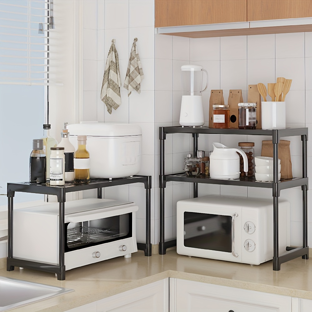 Kitchen Microwave Oven Storage Rack With Metal Frame Coffee - Temu