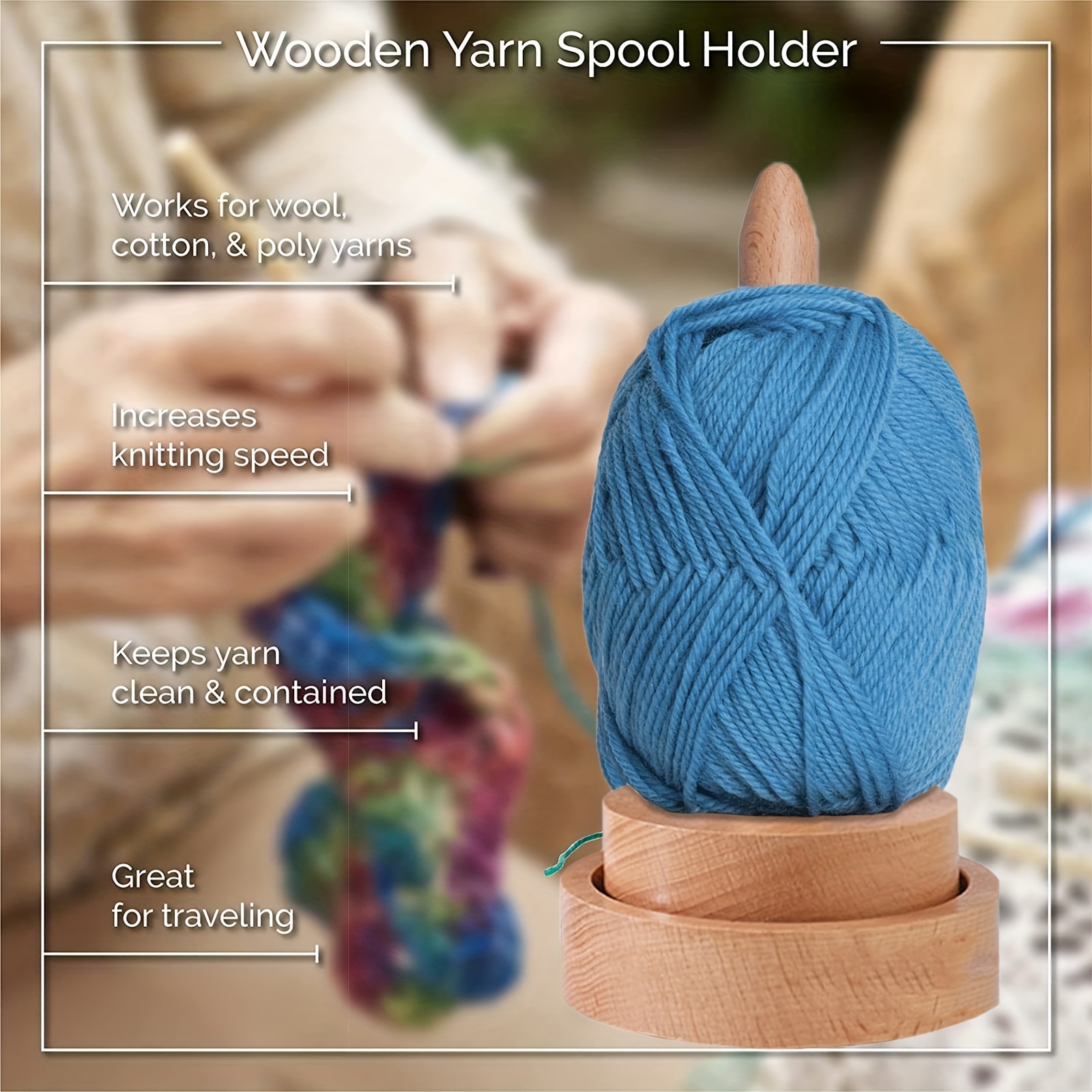 1PCS Portable Wrist Yarn Holder,Wooden Wrist Yarn Holder,Prevents