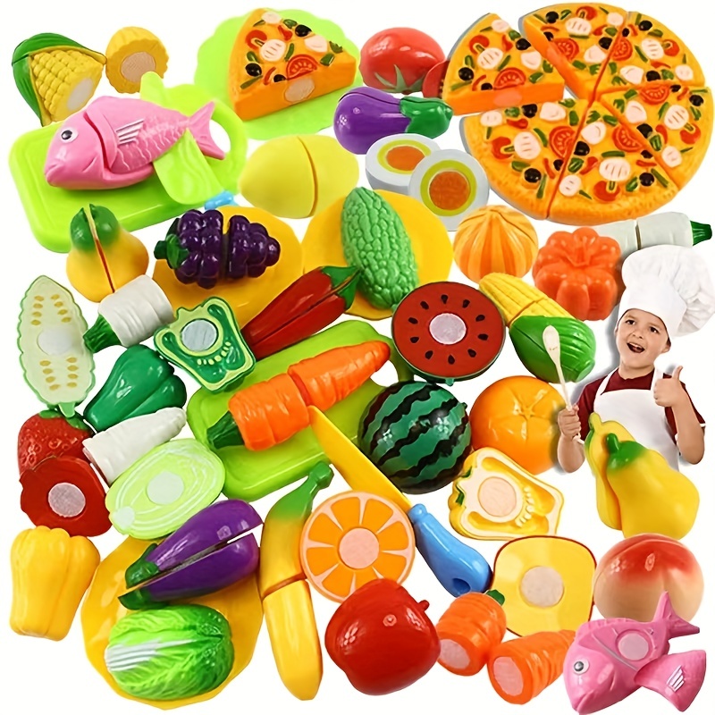 1set Wooden Vegetable Chopper Toy Set, Funny Pretend Play Toy For Kids