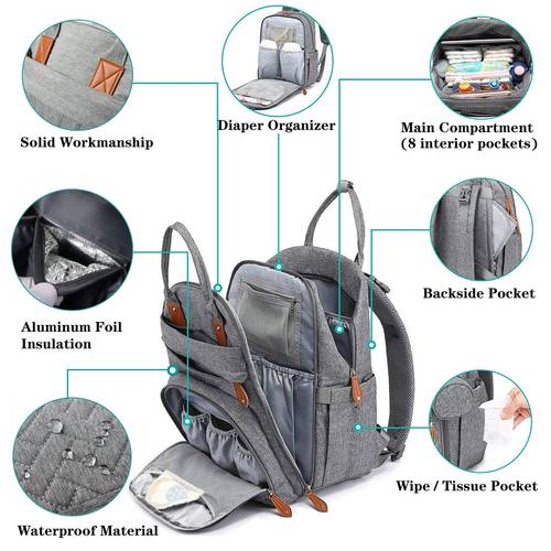 lamroro unisex unpackable diaper bag waterproof multifunctional backpack with changing pad stroller straps and case stylish and practical christmas halloween thanksgiving day gift