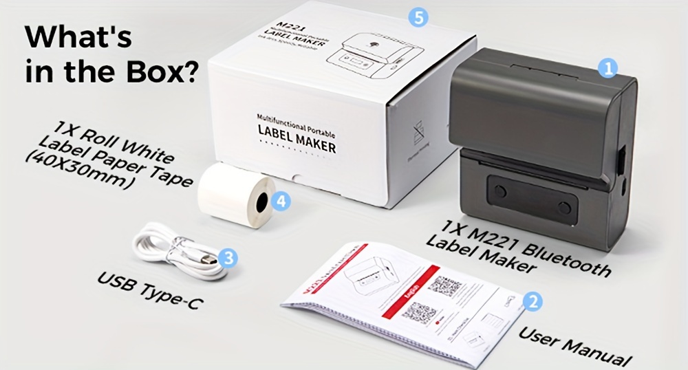 Phomemo Label Makers- Impresora De Etiquetas Brcode M221 Máquina Fabricante  De Etiquetas De 7,62 Cm Para Códigos De Barras, Direcciones, Logotipos, Co