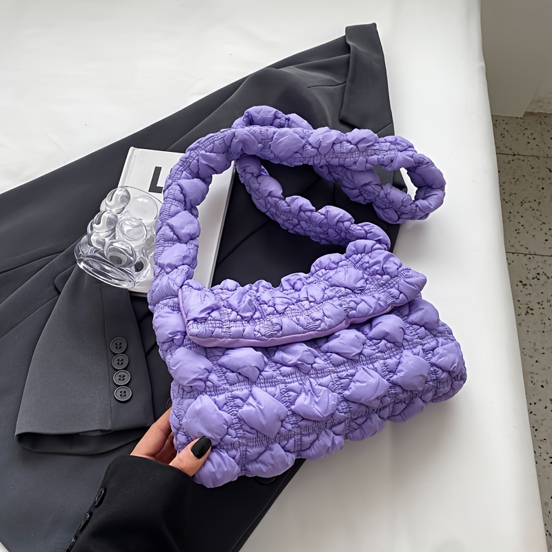 Lightweight Solid Ruched Bag Casual Quilted Handbag