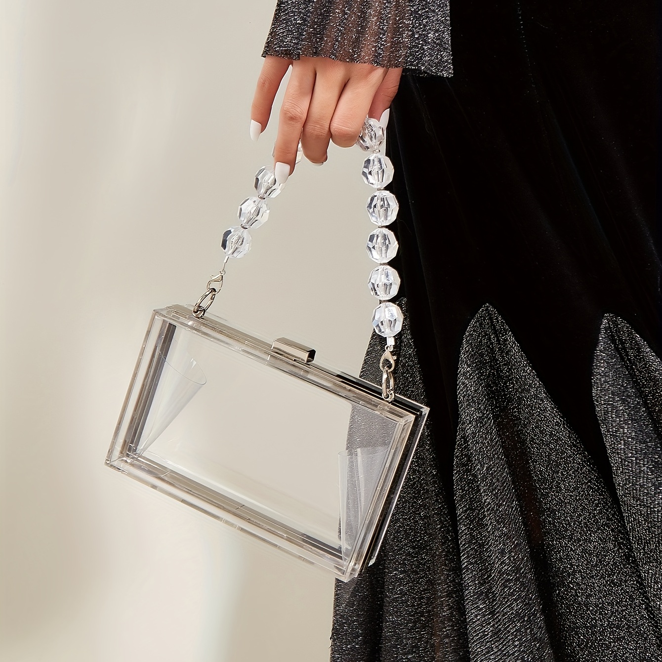 New Acrylic Transparent Box Clutch Bag PVC Hand Bag Women Party Banquet  Evening Bag Chain Shoulder Bag Purses Wallet