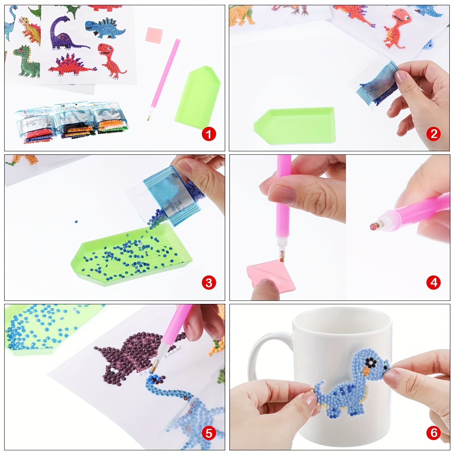 DIY Dinosaur Diamond Painting Sticker Kit for Kids US SELLER Fast