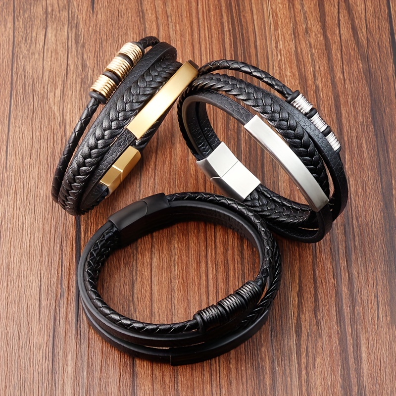 Men's Hand Woven Leather Rope Bracelet