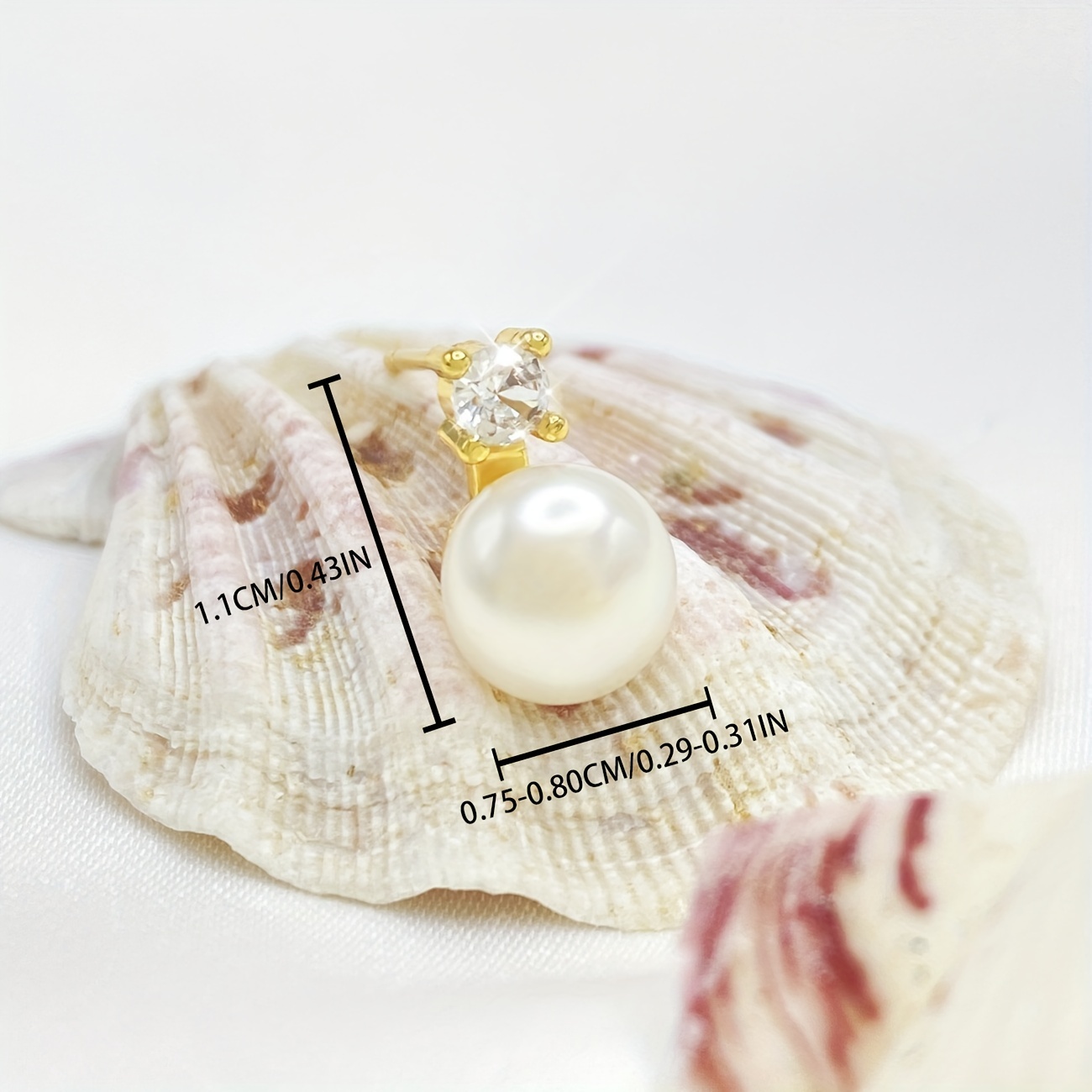 Freshwater Pearl Decor Stud Earrings, 18K Plated