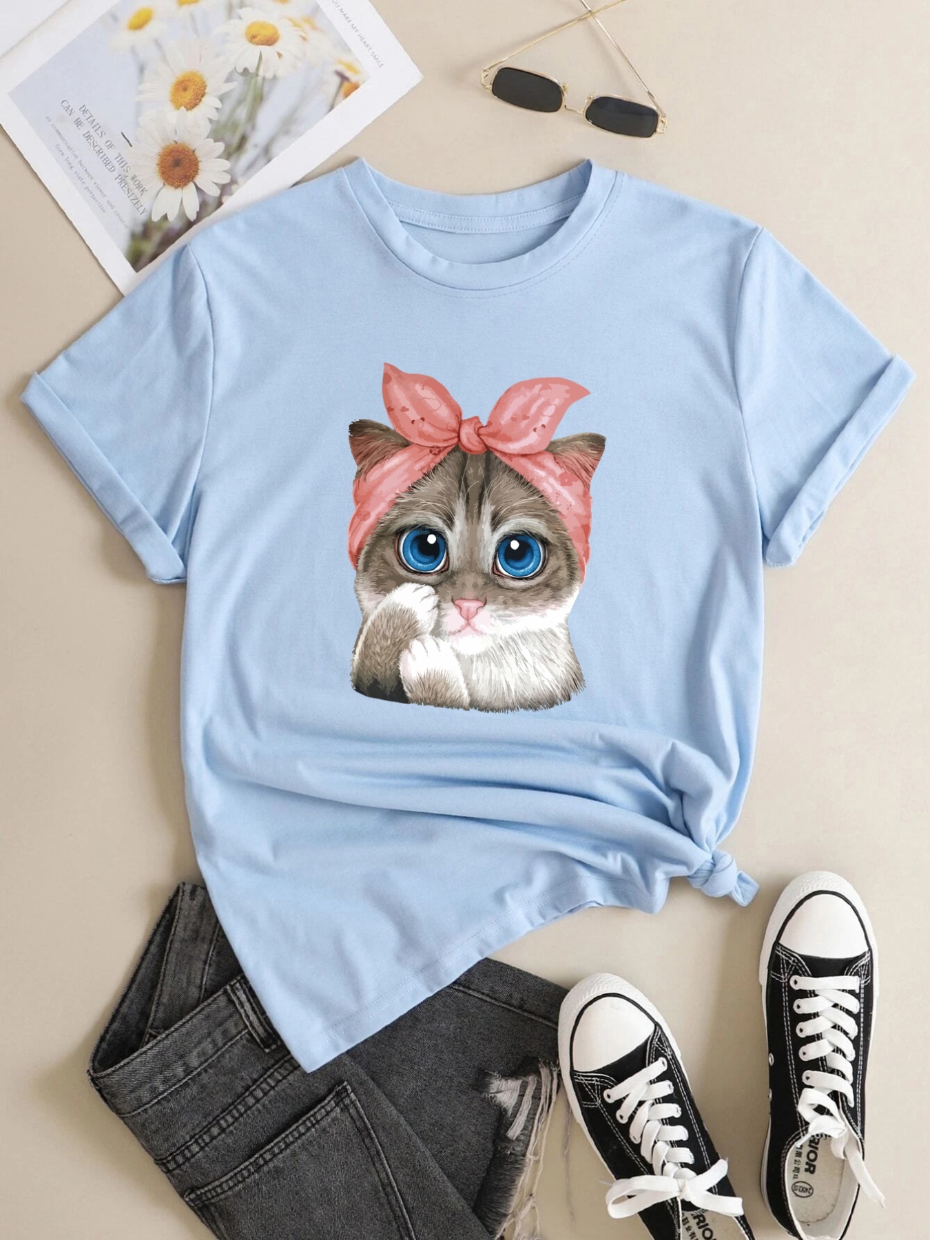 Playeras con estampado de gatos hot sale