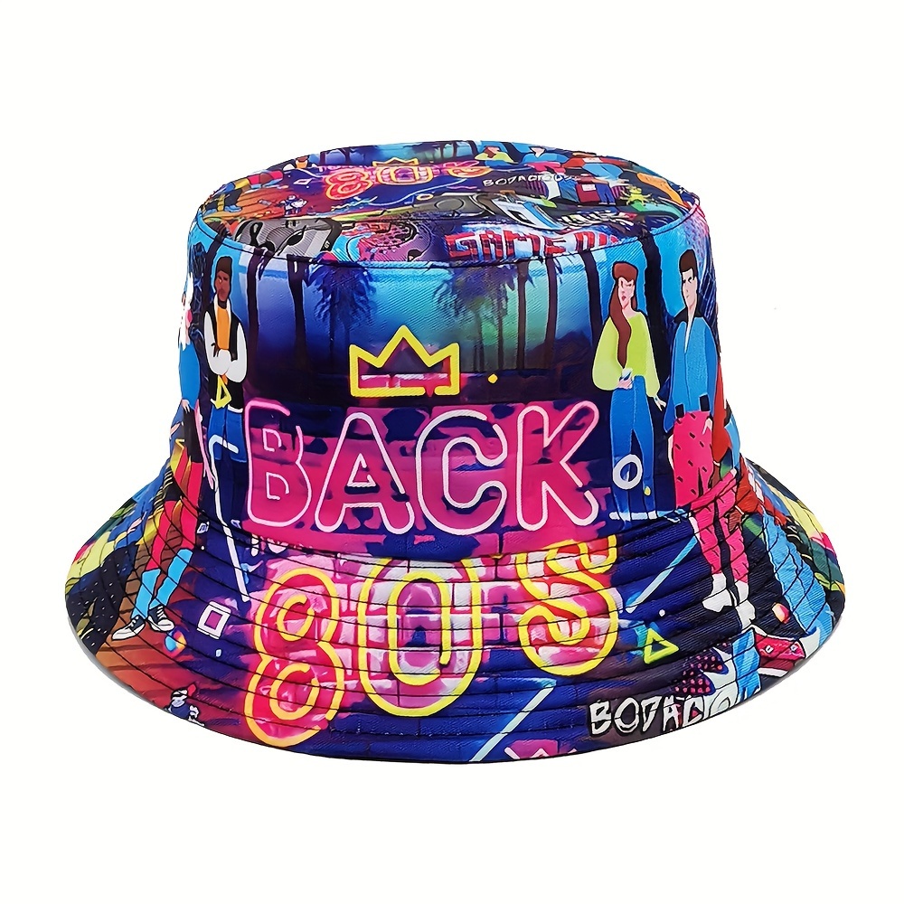 Retro 80s Bucket Hat Men Women Spring Summer Gathering Double Sided Hip Hop  Graffiti Sun Beach Hat, Shop Temu Start Saving