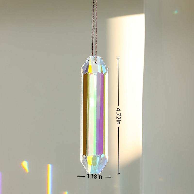 H&D 100mm AB Coating Crystal Prism Suncatcher Window Chandelier Hanging Rainbow  Maker Glass Sun Catcher Pendant for Home Garden