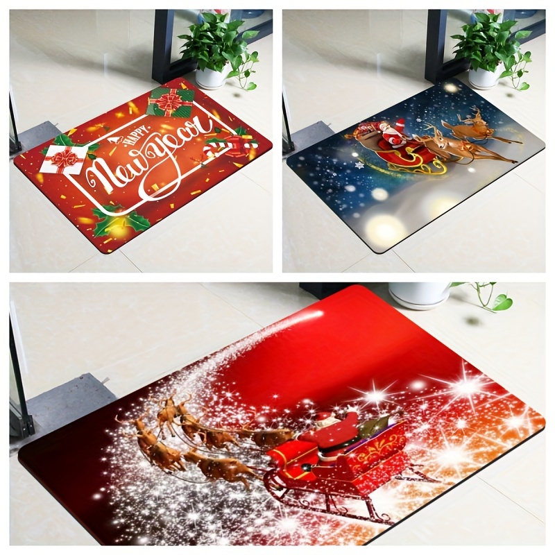 Chrismas Bedroom Entry Mat, Entry Floor Mat, Crystal Velvet