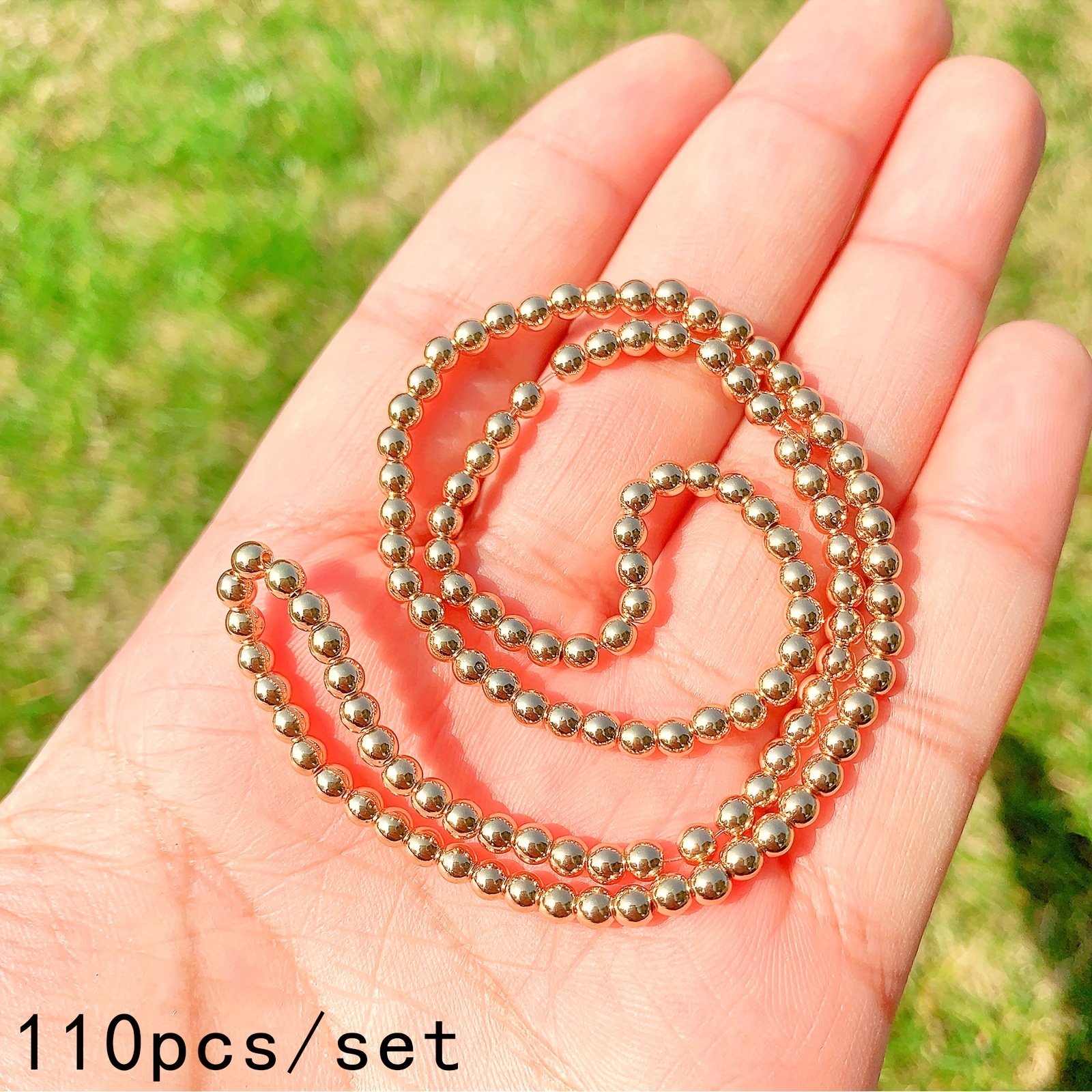 Natural Stone Beads Kc Golden Hematite Round Loose Beads For - Temu