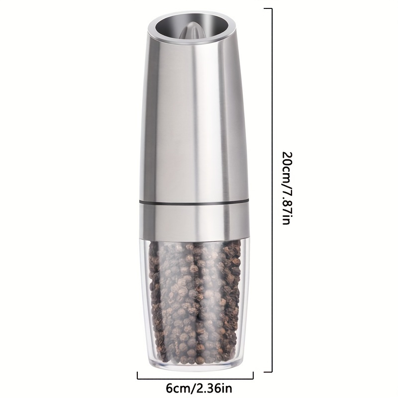 Electric Pepper And Salt Grinder Mill Set With White Light  Stainless,SteelBattery Operated,One Hand Automatic Operation Refillable  With Adjustable