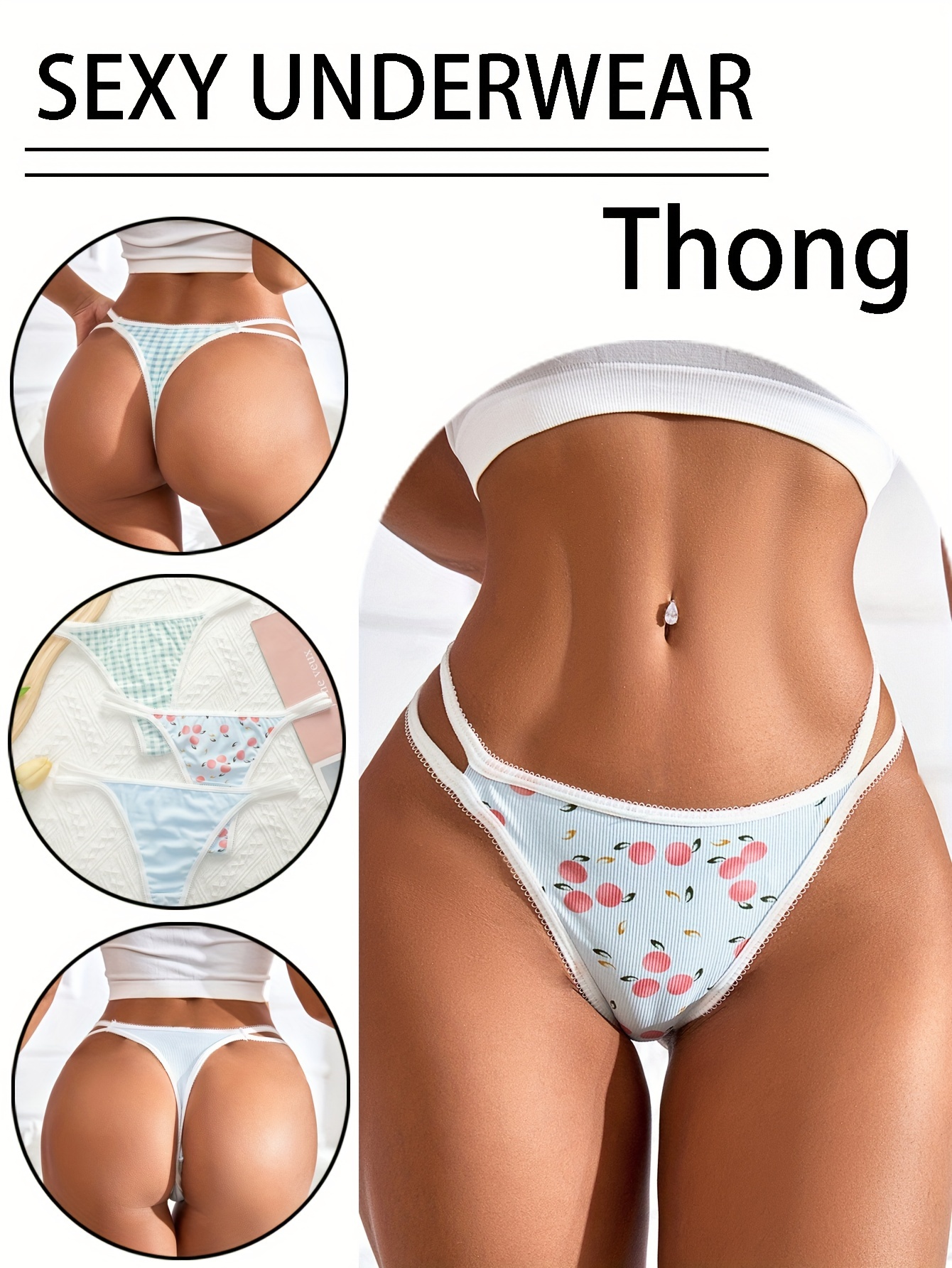 Women's Sexy Cute Thong Panties Seamless Underwear Print - Temu
