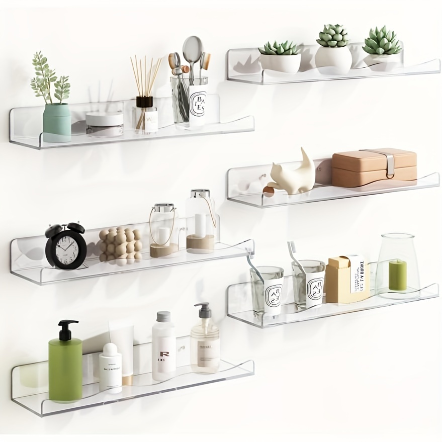 Wall Mounted Display Clear Acrylic Floating Shelves For Bathroom