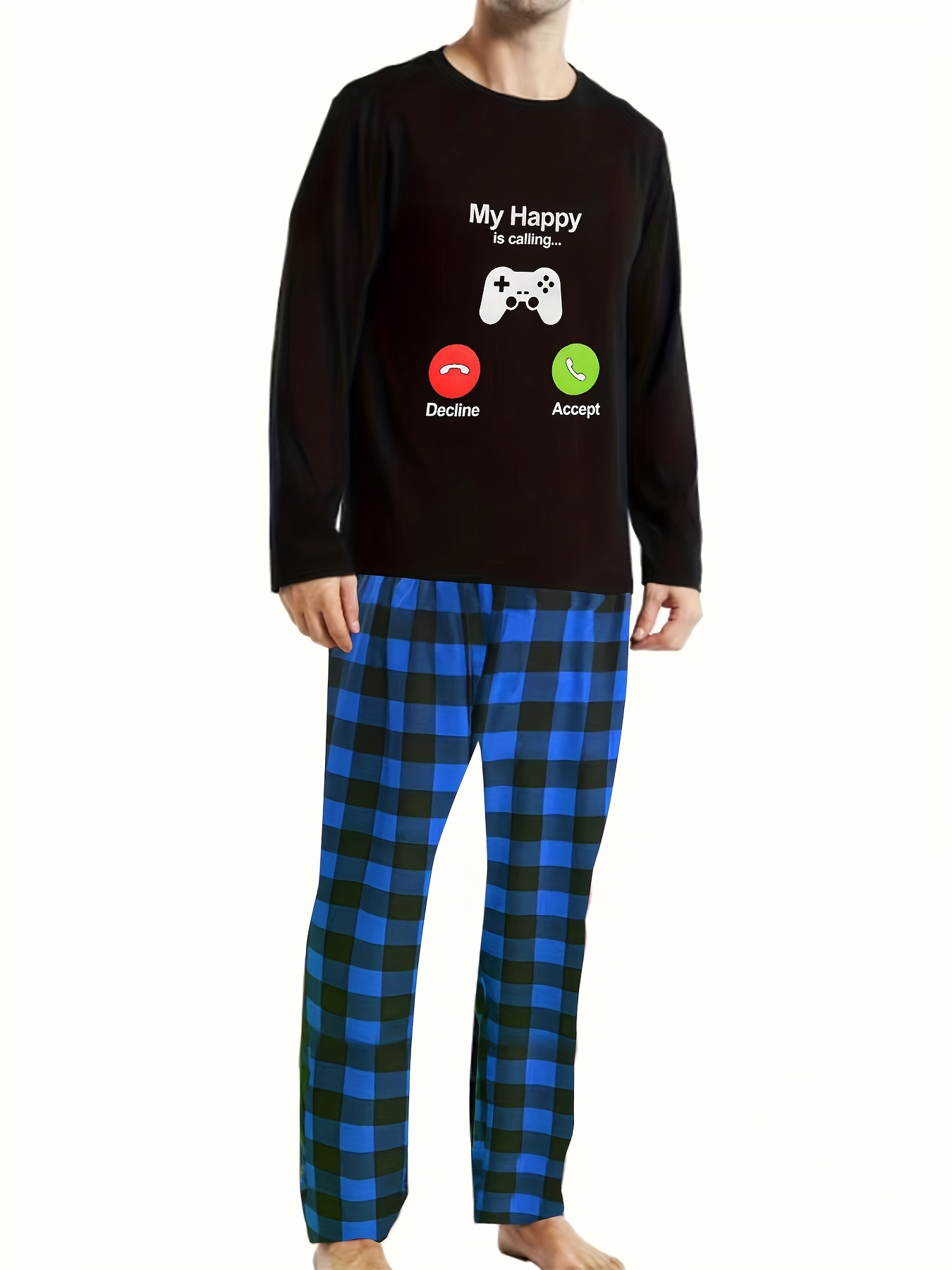 Men s Casual Pajamas Sets Game Pattern Long Sleeve Crew Neck Temu