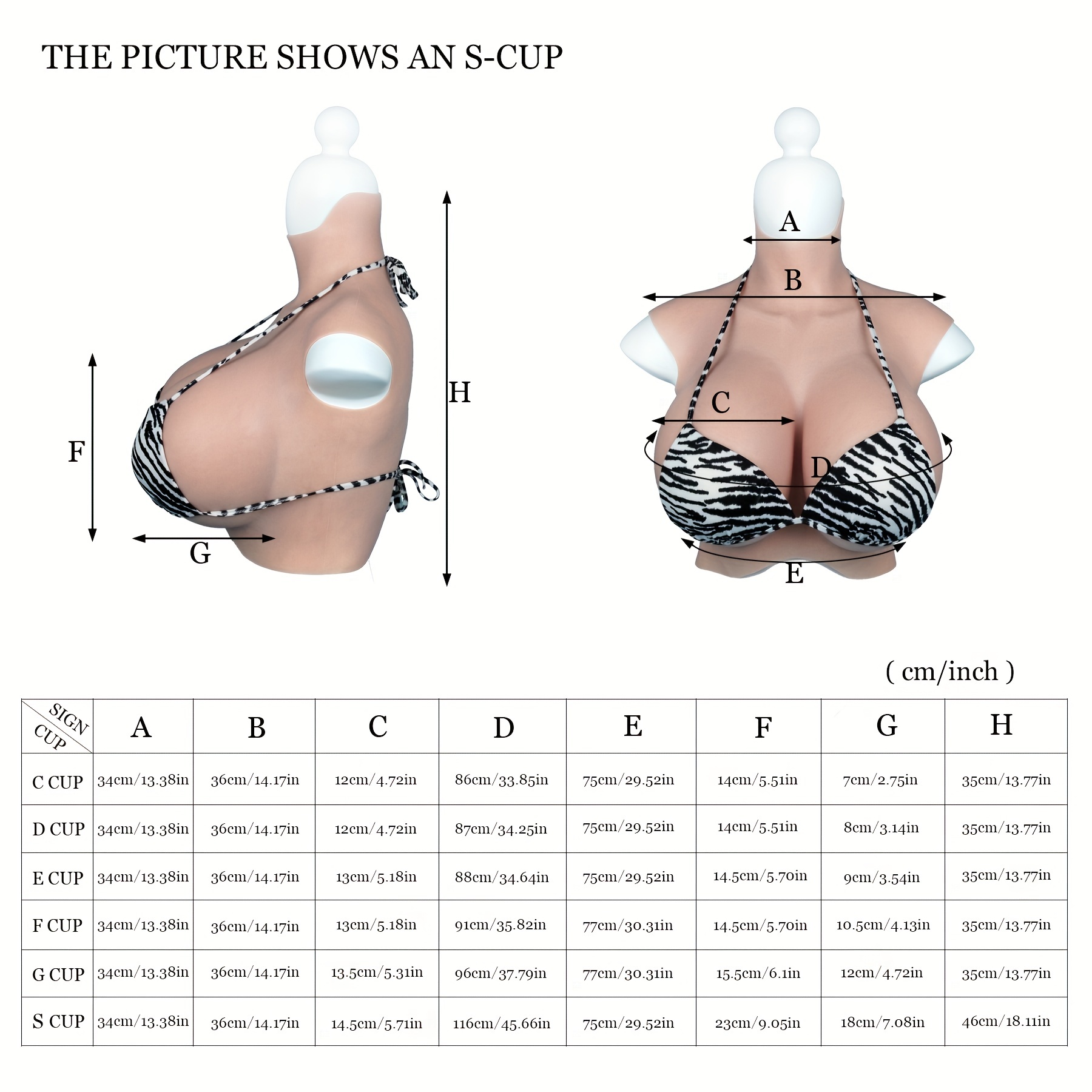 Round Collar Fake Boobs Silicone Breastplate False Breasts with Cotton  Filled for Crossdresser Drag Queen Transgender(Size:G Cup,Color:Color 2)