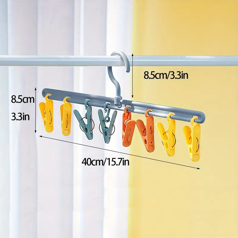 8 Clips Plastic Hanger, Multifunctional Windproof And Non-slip Sock Hanger,  Household Student Dormitory Clothes Hanger With Multiple Clips, Space-saving  Clothes Hanger Clips, Clothes Hanger, Folding Socks And Underwear Hanger -  Temu