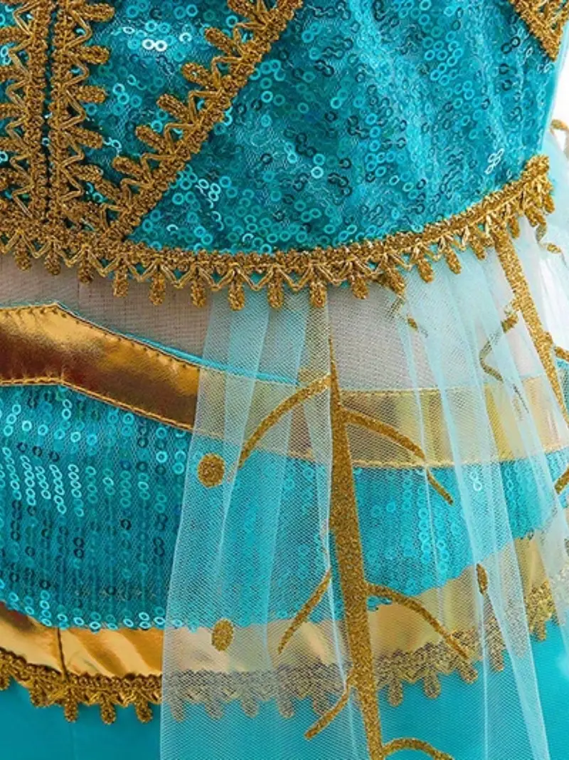 Princess Kids Girls Cosplay Aladdin Costume Jasmine Fancy Dress