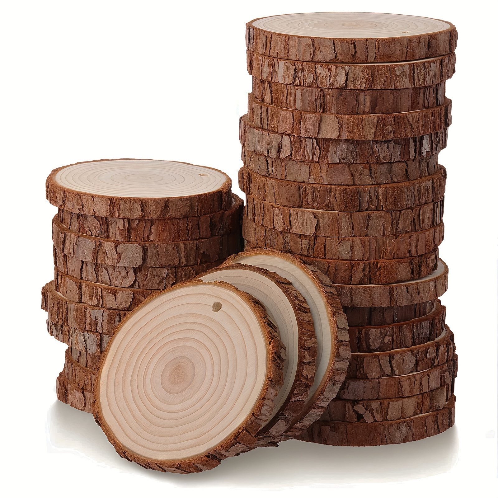 Round Wooden Discs With Holes Predrilled Natural Wood - Temu