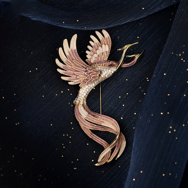 Flying Two Headed Gradient Phoenix Bird Brooch