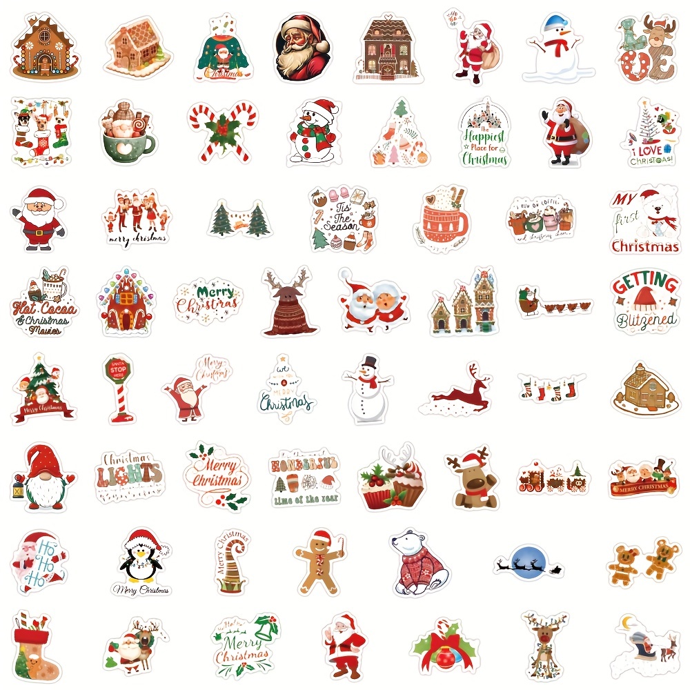 XEOVHV Christmas Stickers,Cute Merry Christmas Vinyl Stickers for Water  Bottles ,Scrapbooking Crafts Funny Christmas Holiday Stickers for Kids  Teens Aduts 
