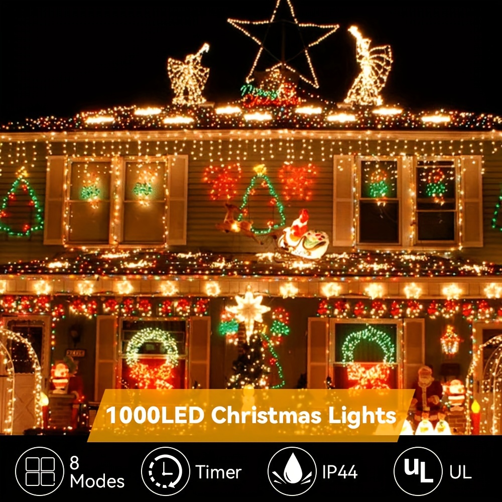 403ft 1000 LED String Lights Outdoor Christmas Lights Xmas Decorations,  Multi