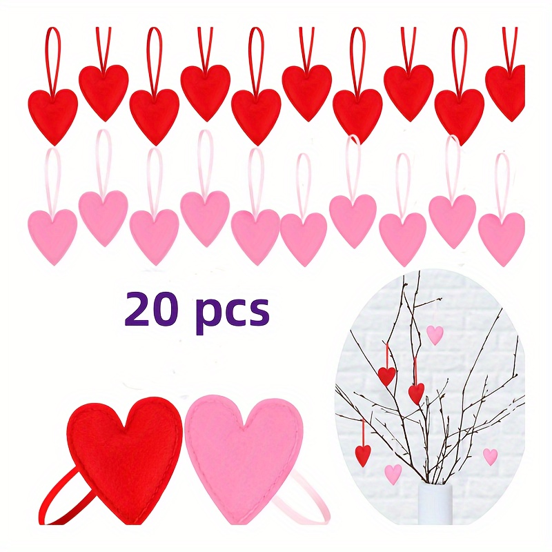 50pcs Valentines Day Glitter Red Heart Foam Decorative Red /PinkSparkly Foam  Hearts Stems Wooden Glitter Heart Picks Puffy Heart Topper For Valentine'S  Wedding Decorations And Mother'S Day Gift