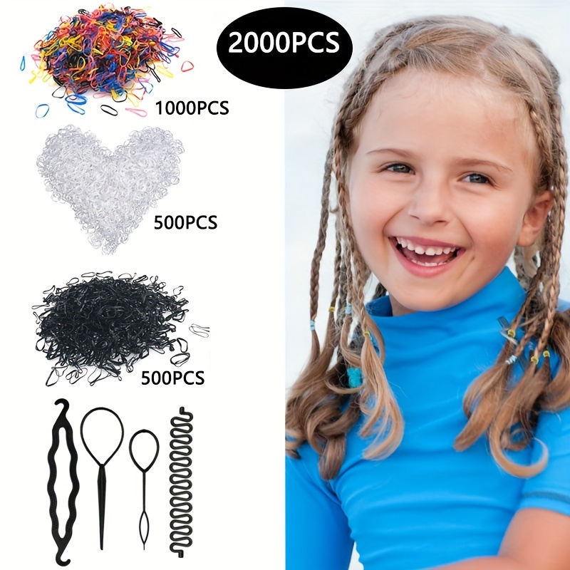 2000 unids/lote niños pequeños gomas transparentes para el pelo