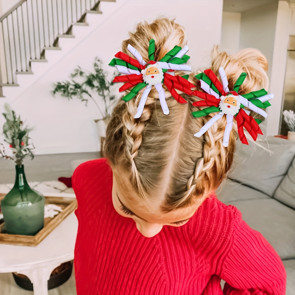 Handmade Christmas Candy Girls Hair Bow Clip or Infant Headband 5 inch / French Barrette Only