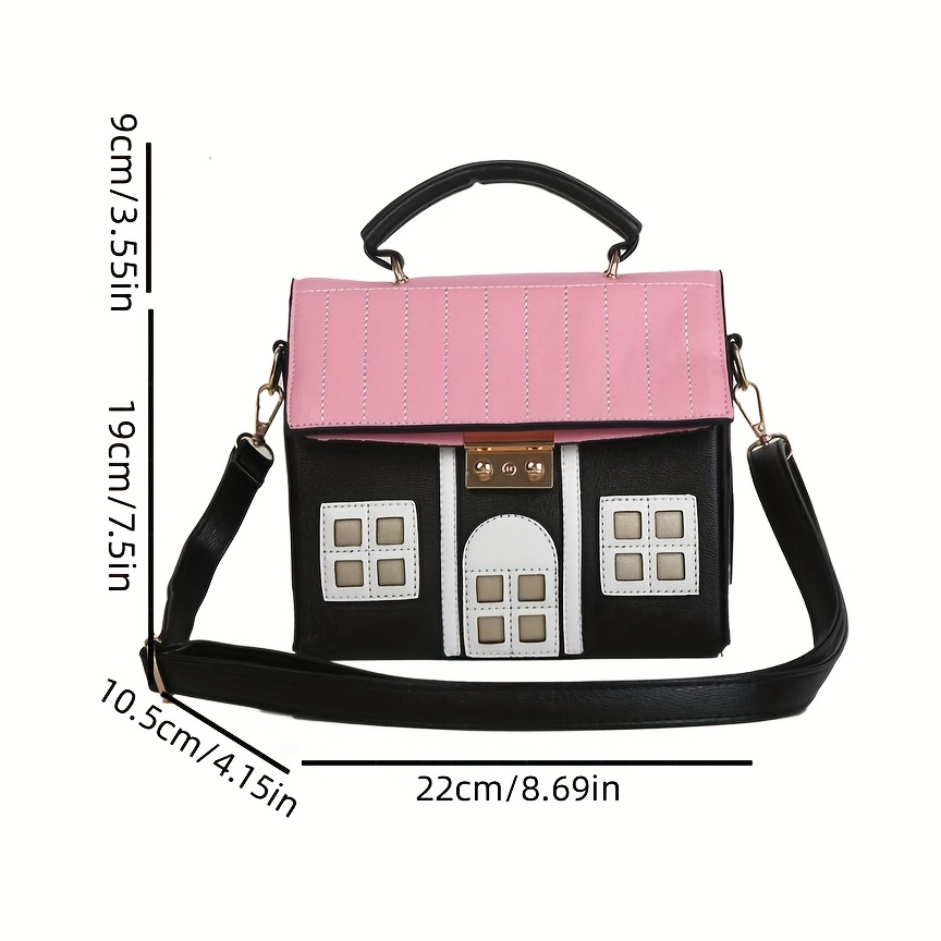Creative House Shaped Handbag, Colorblock Crossbody Bag, Cute Cartoon Coin  Purse - Temu