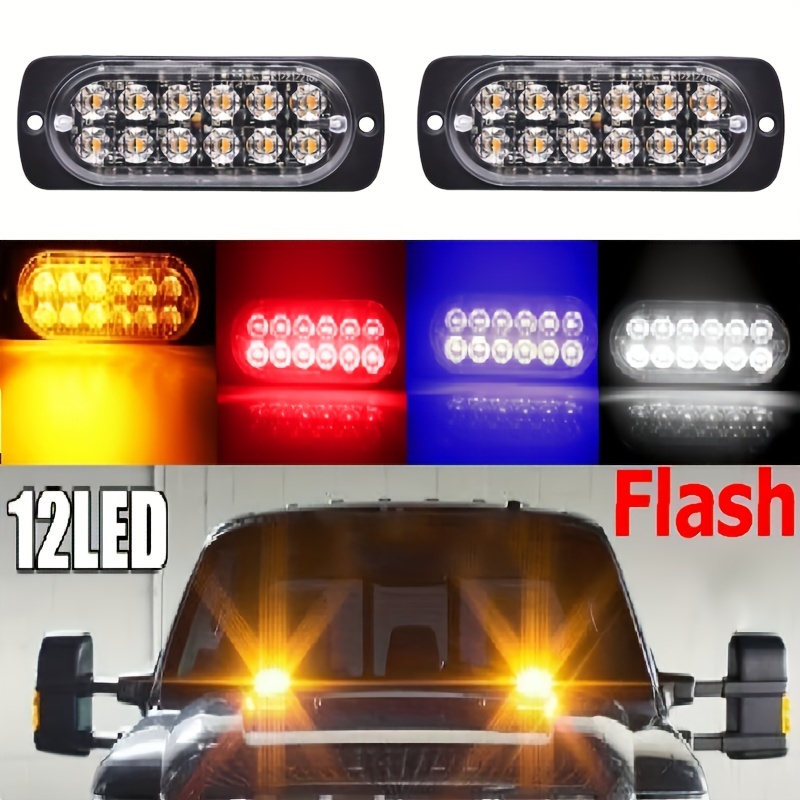 Lumières stroboscopiques à LED pour moto, flash stroboscopique à LED, lampe  de frein à l'iode, budgétaire jaune, bleu, blanc, 12V, 2 pièces