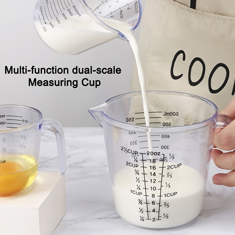 Double Spout Measuring Cup With Wooden Handle, Household Glass Measuring Cup,  Kitchen Supplies - Temu