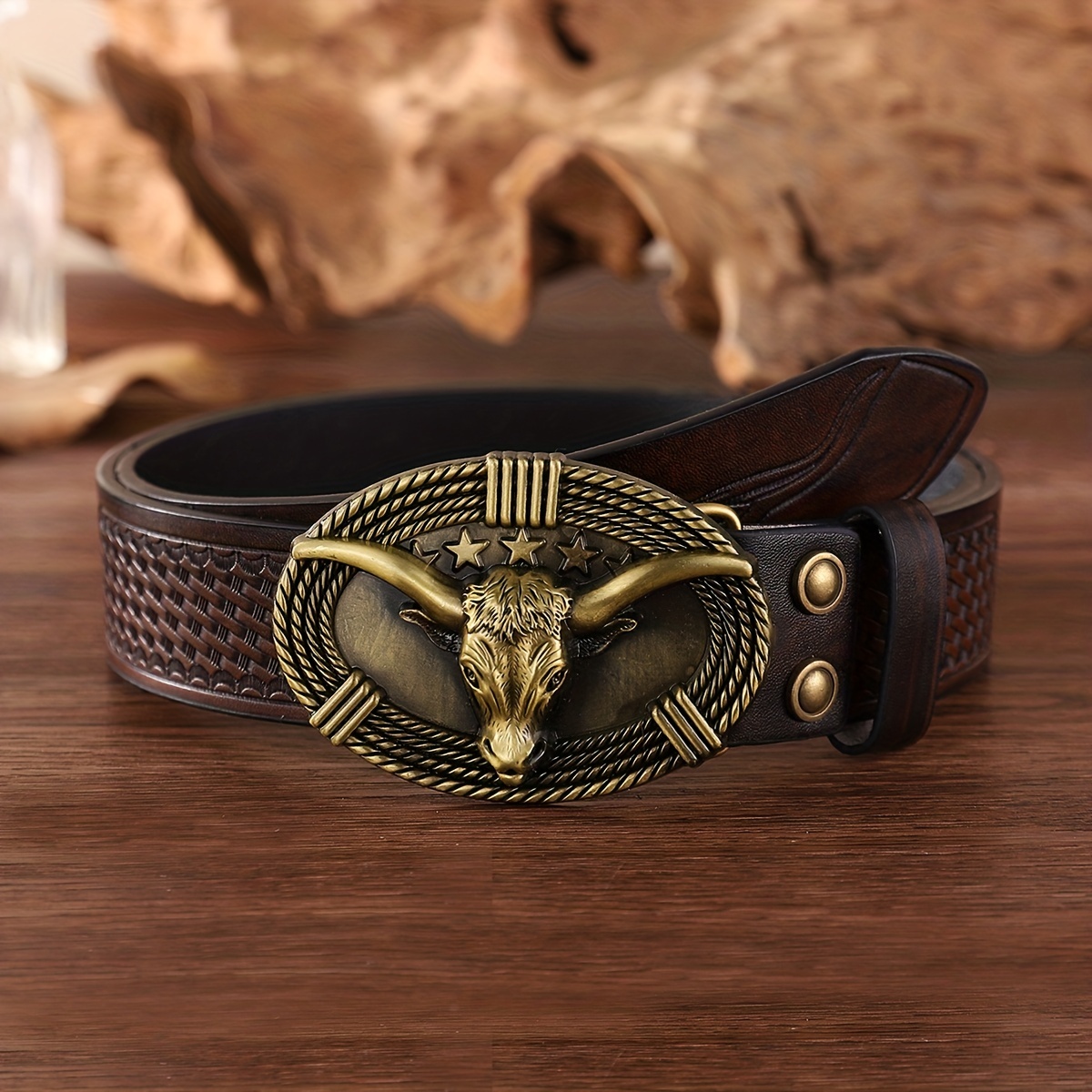 Big Round Buckle Western Cowboy Belt Pu Embossed Pu Leather Belt Mens Belt  Ideal Choice For Gifts - Jewelry & Accessories - Temu