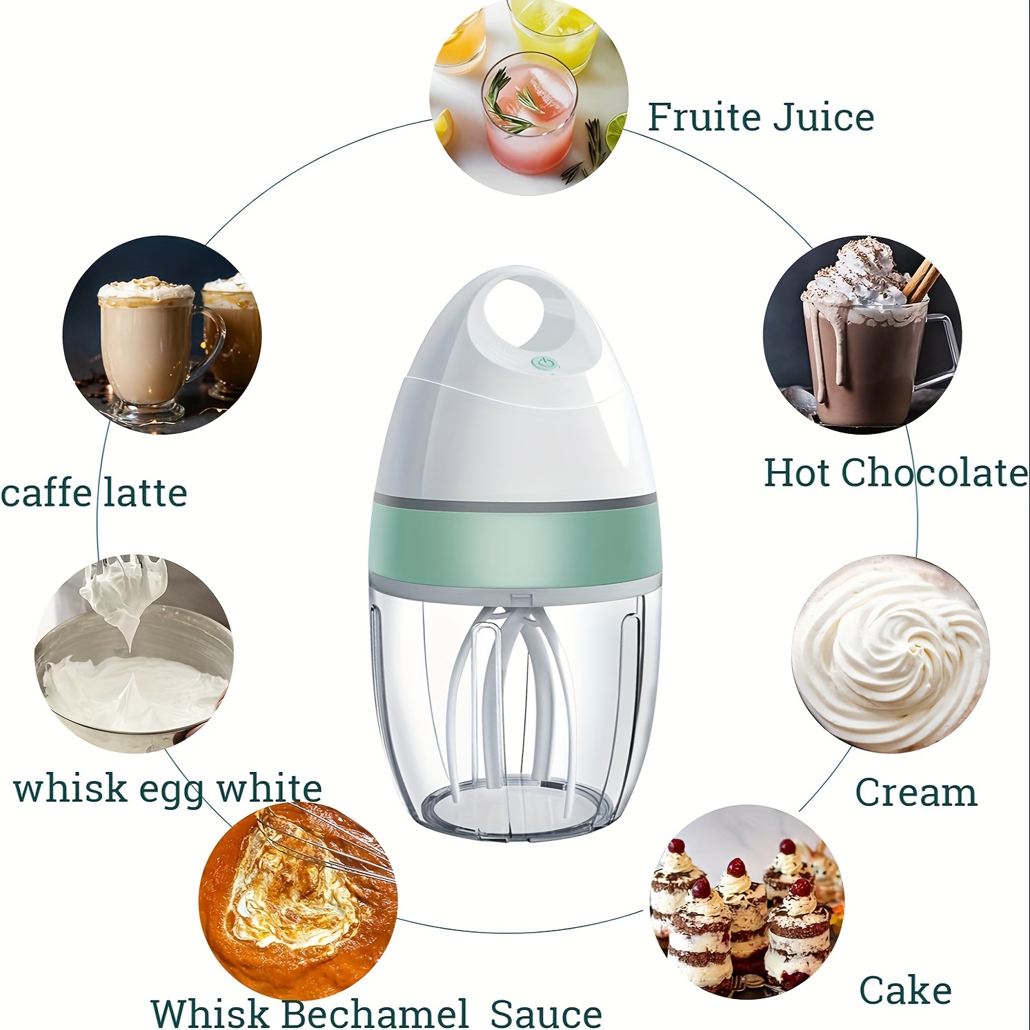 900ml Electric Egg Beater Home Small Baking Automatic Beater Whipped Cream  Cake Mixer Electric Egg Beater Powered Blender