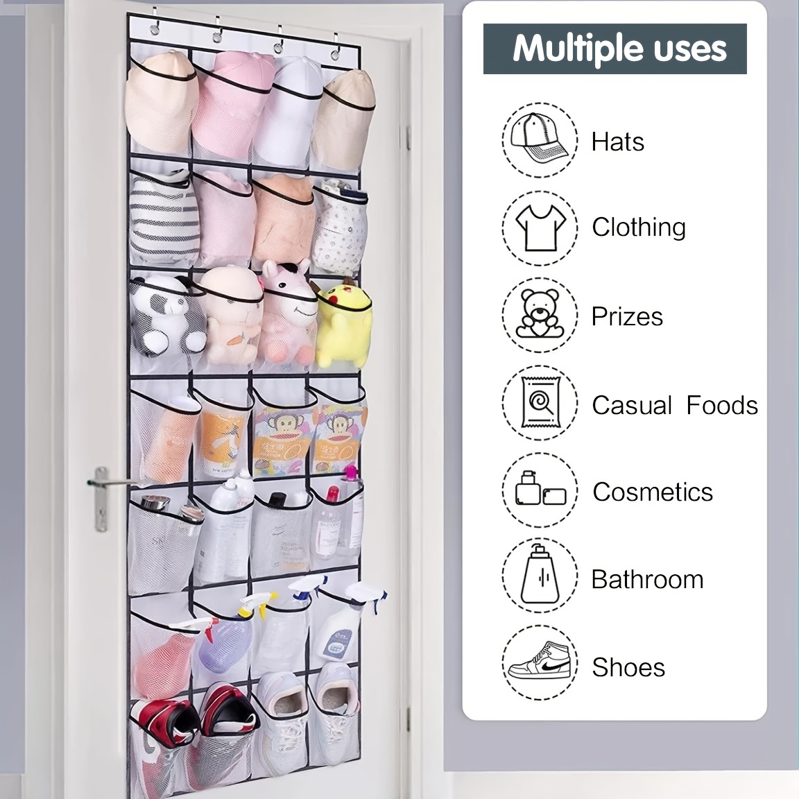 Over The Door Shoe Rack With 28 Large Mesh Pockets Hanging - Temu