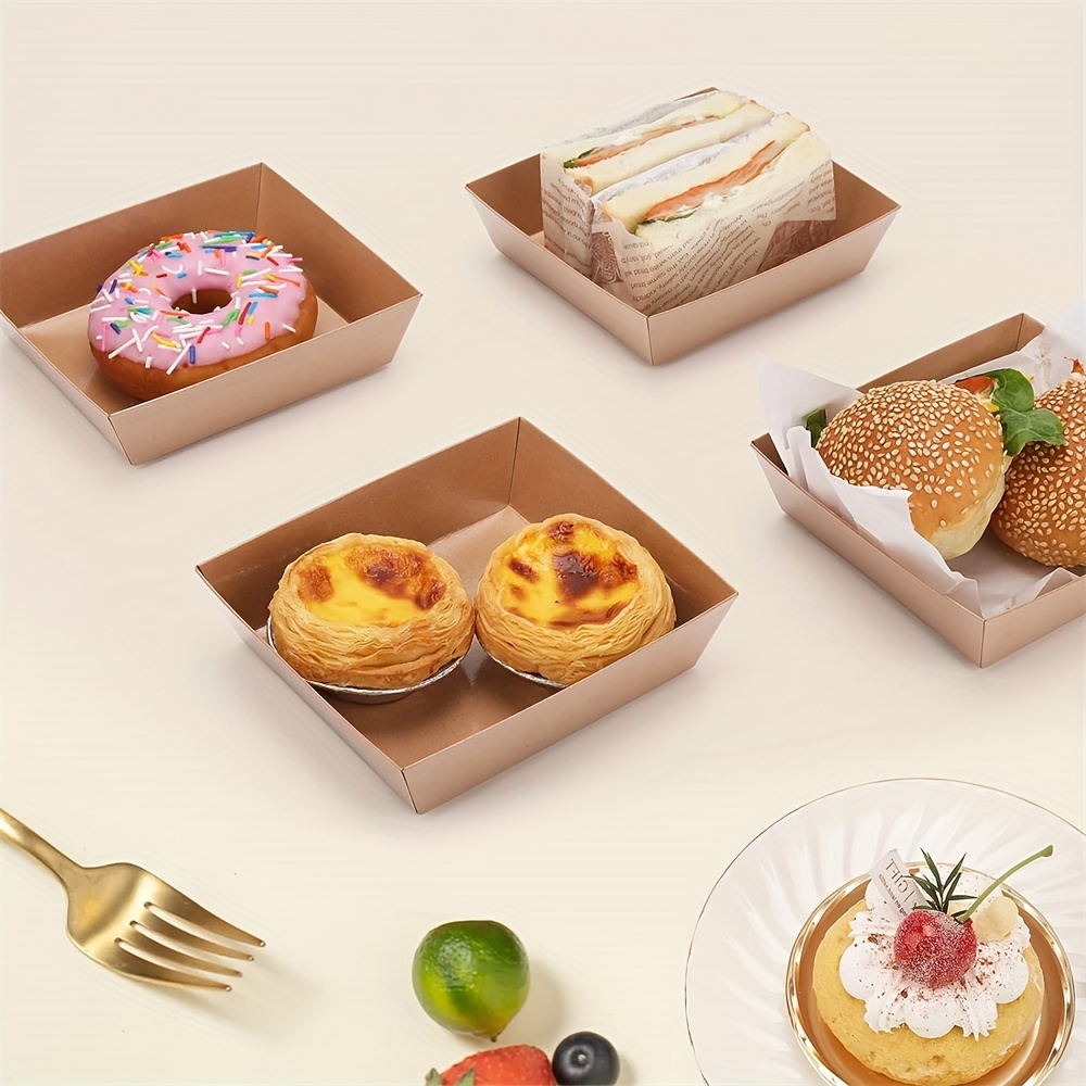 Kucoele 50 Pack Paper Charcuterie Boxes with Clear Lids, 4 Inches Brown  Cookie Boxes Dessert Boxes Disposable To Go Food Containers for Sandwich,  Cake