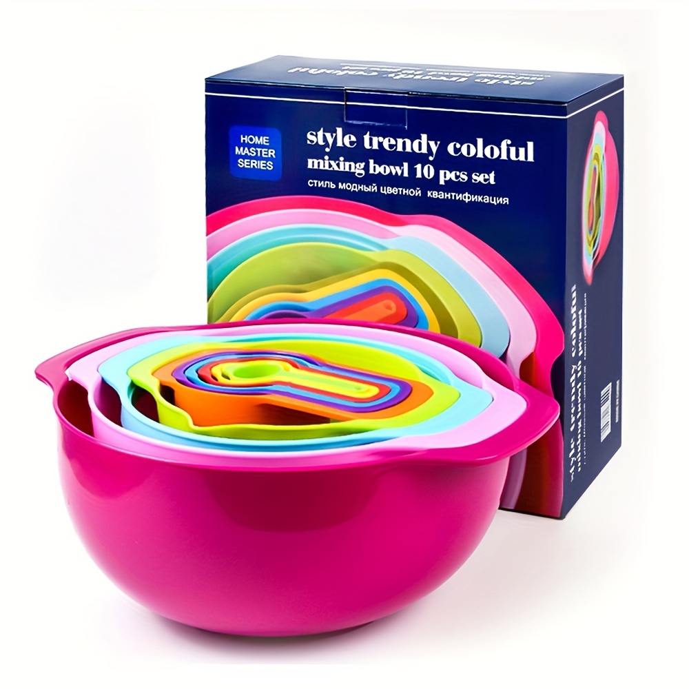 Colorful Nested Mixing Bowls Set Including Colander - Temu