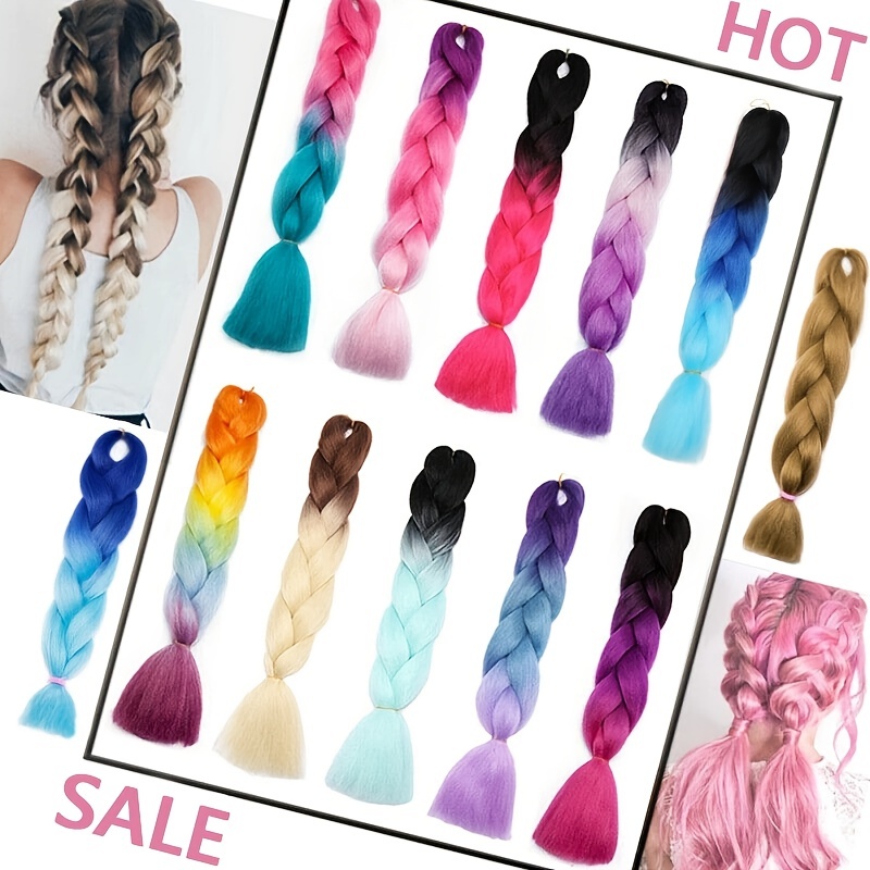 Pure Ombre Color Synthetic Heat Resistant Hair Extension Twist Jumbo  Braiding Kanekalon Hair For Women - Temu, jumbo hair 