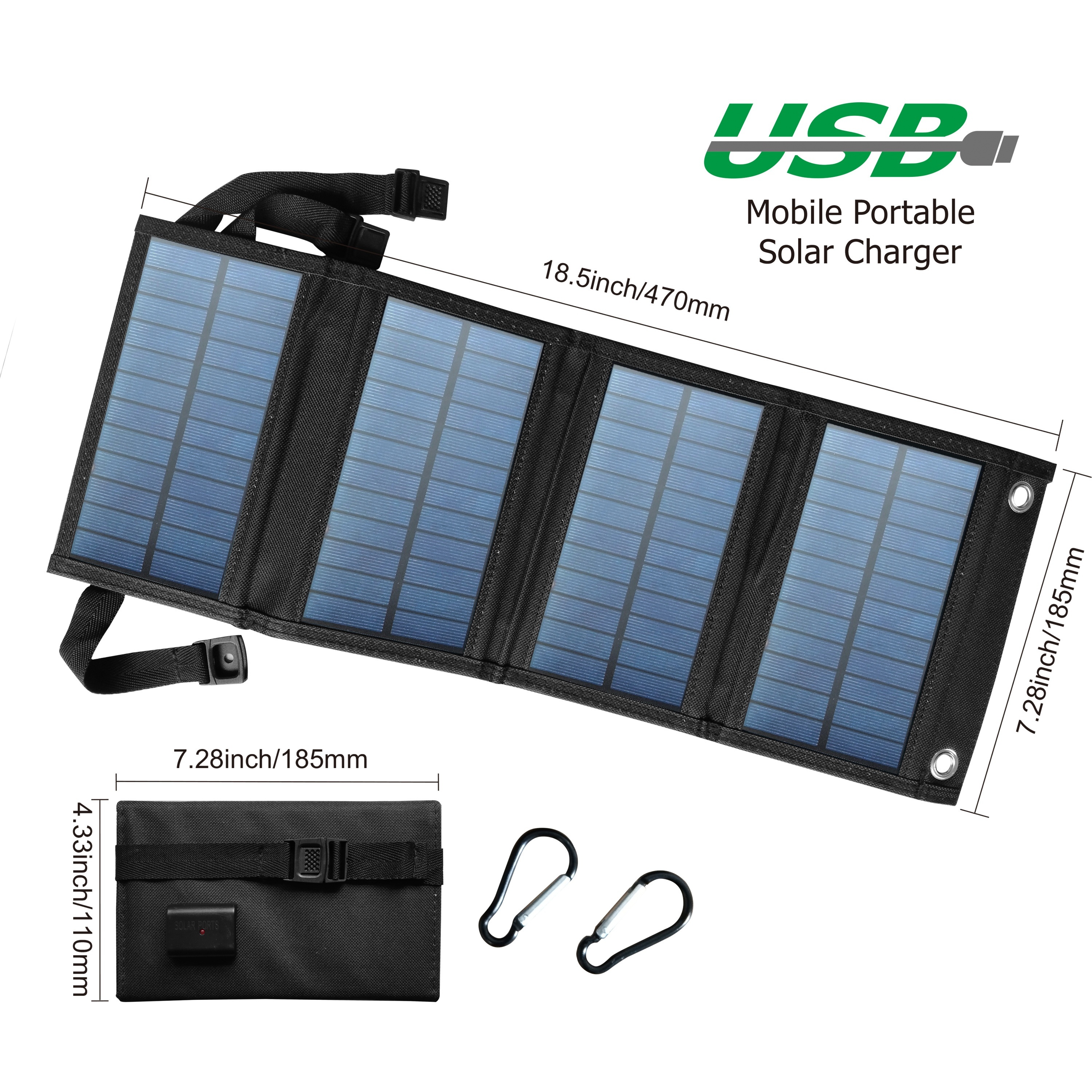 LAPOND Paneles solares portátiles de 30 W, cargador de panel solar plegable  con puerto de CC, panel de carga solar impermeable para camping
