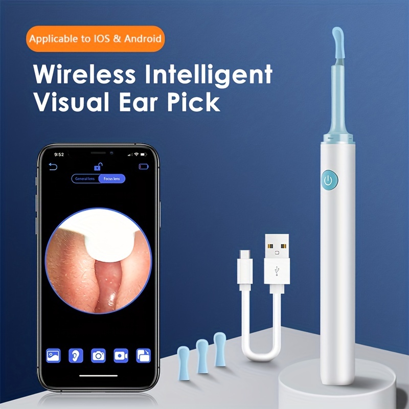 Wireless Intelligent Visual Ear Pick With Silicone Ear Scoop 1080p