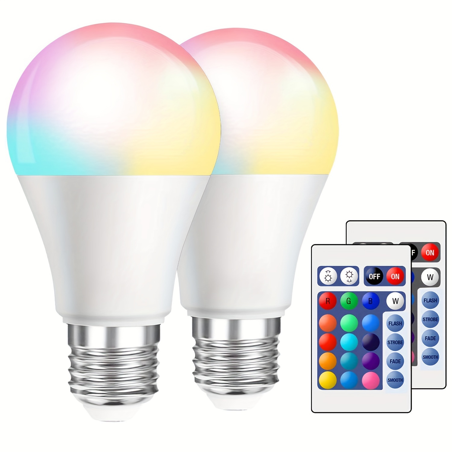  Bombilla de luz que cambia de color, bombilla LED de colores  RGBW de 10 W, bombillas LED A19 regulables con control remoto, bombillas LED  de noche de estado de ánimo, 10