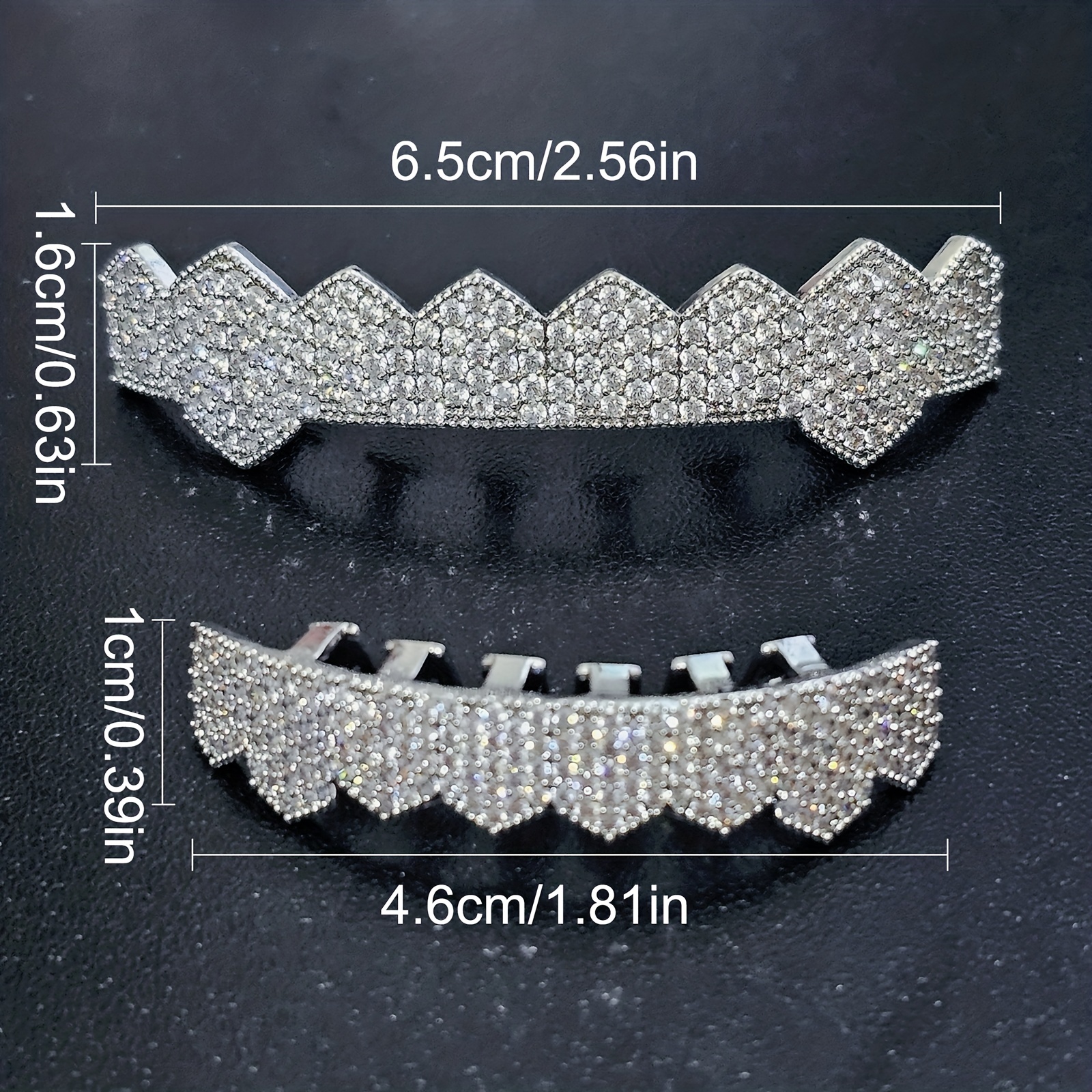 1pc hip hop cubic zirconia teeth grillz for men vampire teeth braces for decoration holiday party teeth jewelry