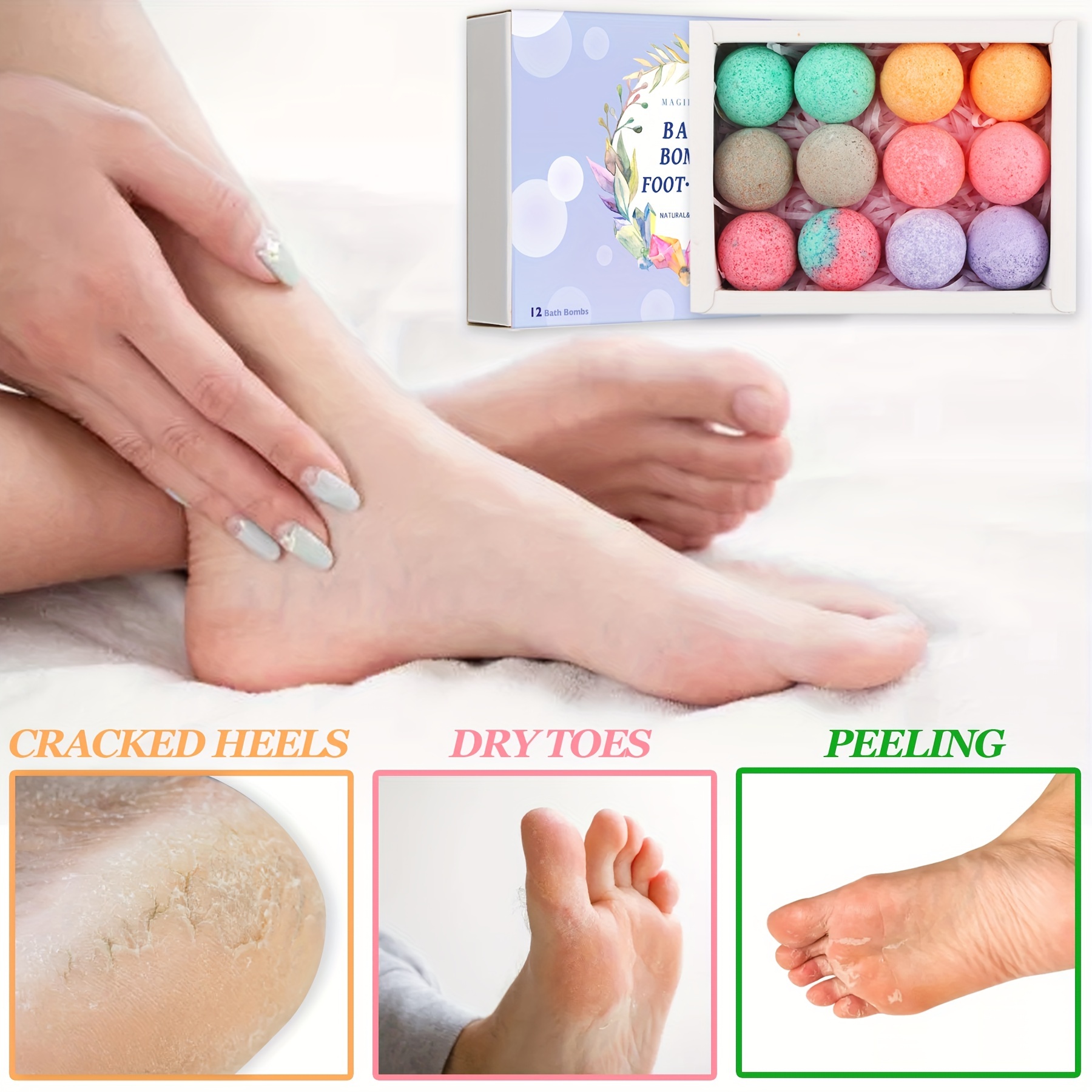 12pcs Foot Bath Bombs Set with Essential Oils