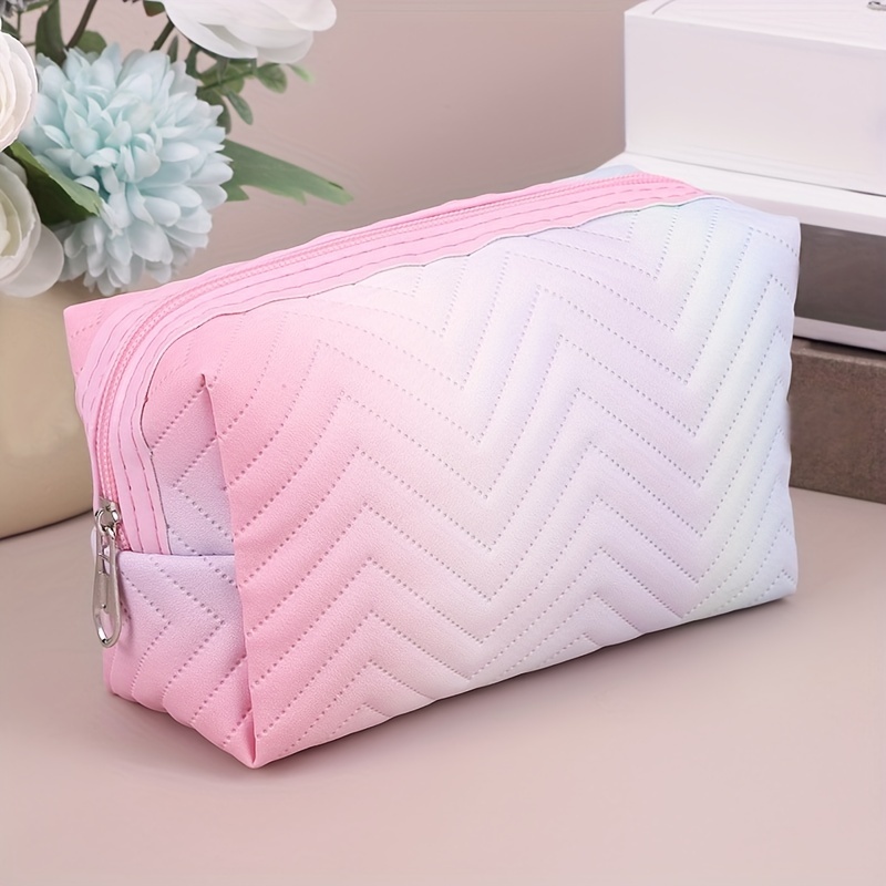 Pink Makeup Bag Women's Toiletry Pouch Pink Ombre Bag 