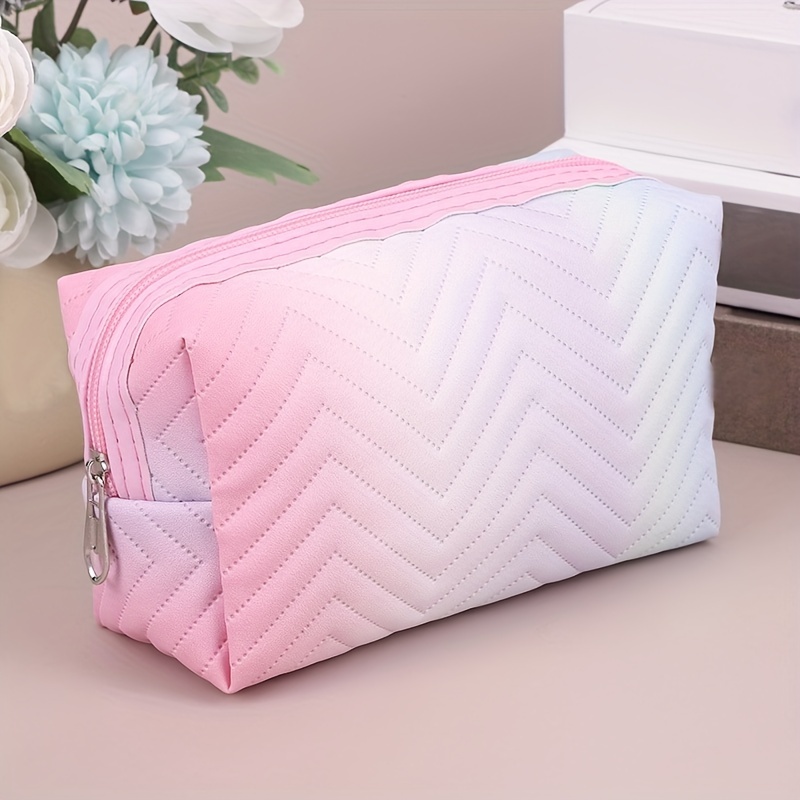 Colorful Quilted Cosmetic Bag, Portable Toiletry Wash Pouch, Zipper Clutch Makeup  Bag With Heart Pattern - Temu