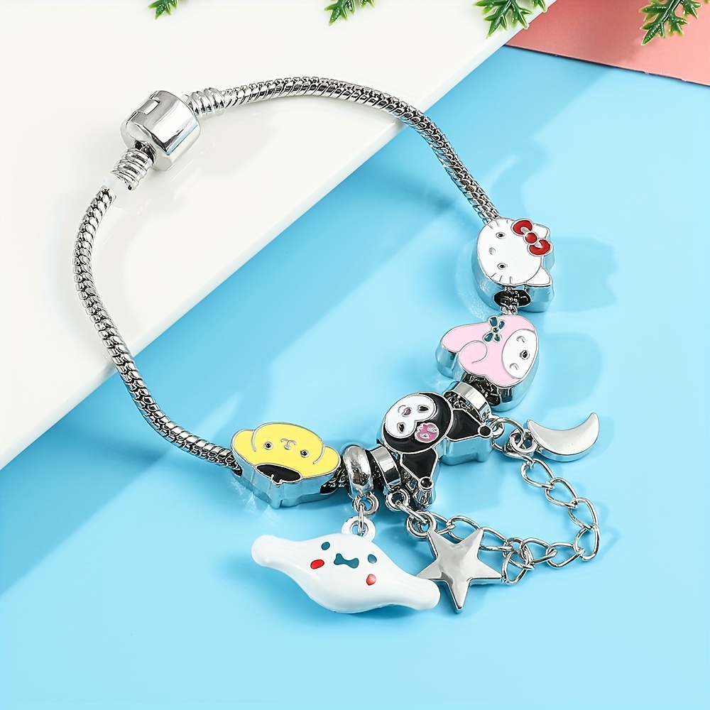 Sanrio Hello Kitty Friends Cinnamoroll Pulsera Charm Bracelet Kawaii Silver  Gloden Bracelet Y2k Ornament Christmas Gift for Girl 