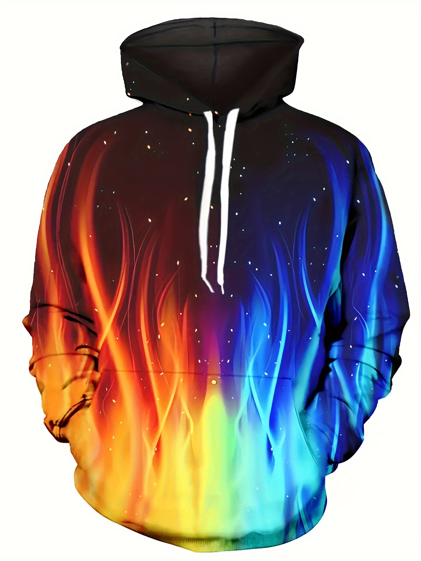 Plus Size Mens Contrast Color Flames Graphic Print Hooded Temu Australia