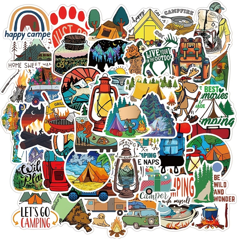 Stickers camper paisaje montaña pareja senderistas 2 colores