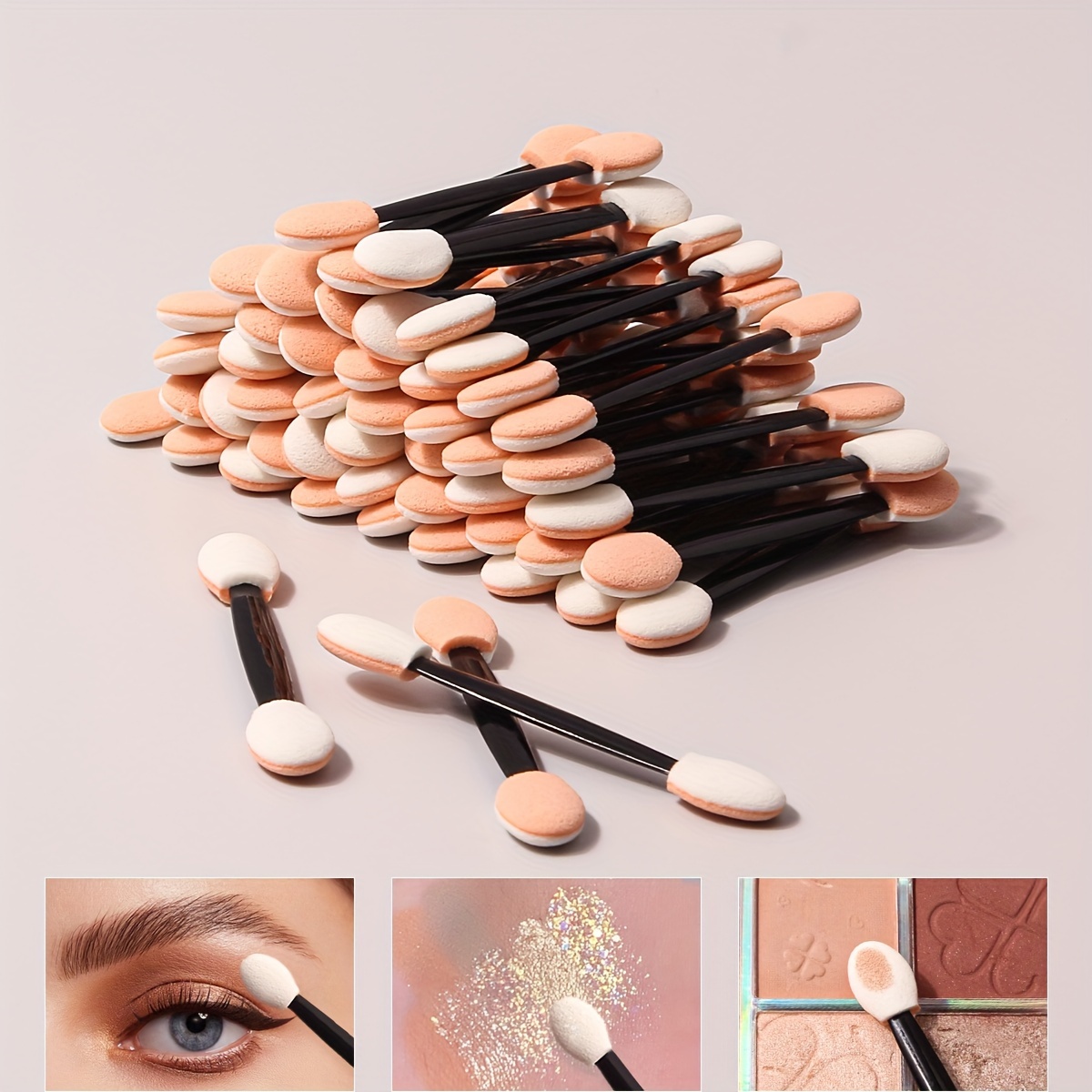 50 Pack De Sombra De Ojos En Polvo Acr lico Para U as Aplicadores De Polvo Acr lico Para Sombra De Ojos Con Cepillo De Esponja Aplicadores De Maquillaje De Ojos De Doble Cara